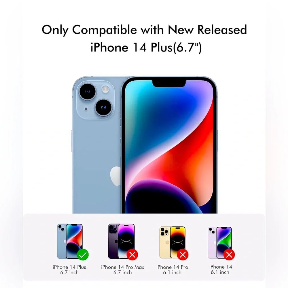 AASD [5 in 1 for IPhone 14 Plus Case Cover 6.7”, Screen Protector, Camera Lens